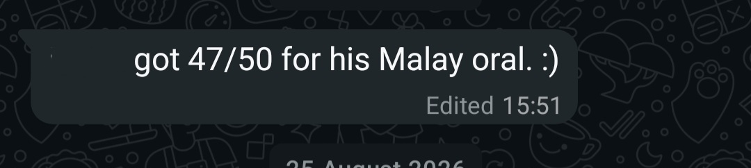 WhatsApp message: 47/50 for Malay Oral