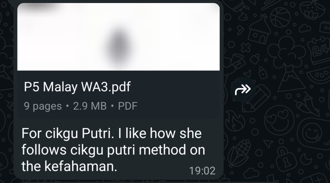 WhatsApp message: Loving Cikgu Putri's Method